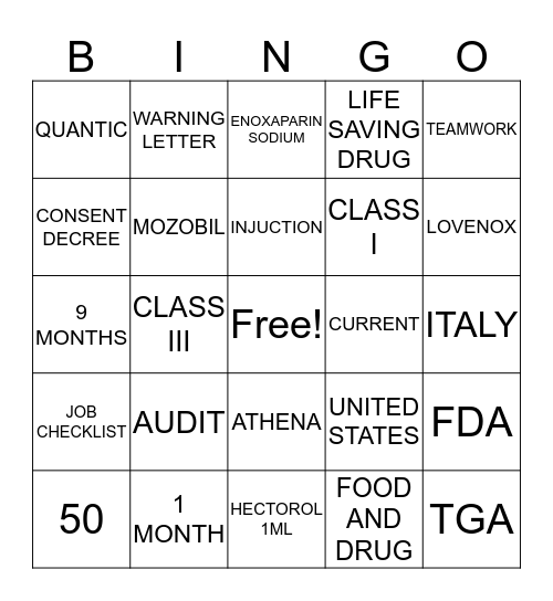 GMP BINGO Card