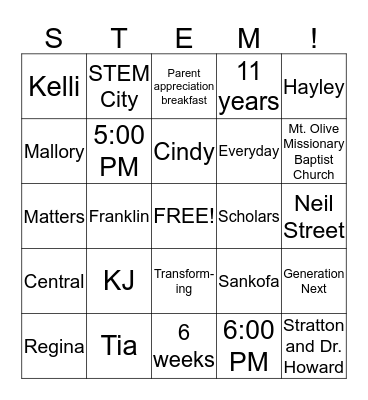 STEM BINGO Card