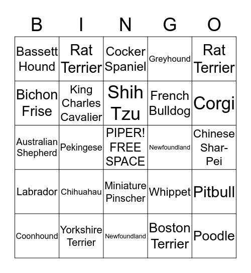 PUPPY BINGO Card