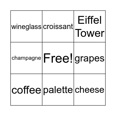 FRANCE Bingo Card