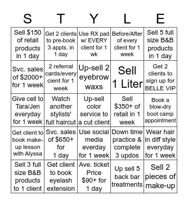 embelleish "style" cards Bingo Card
