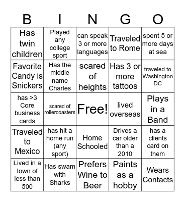 Get to Know Your Team Bingo Card