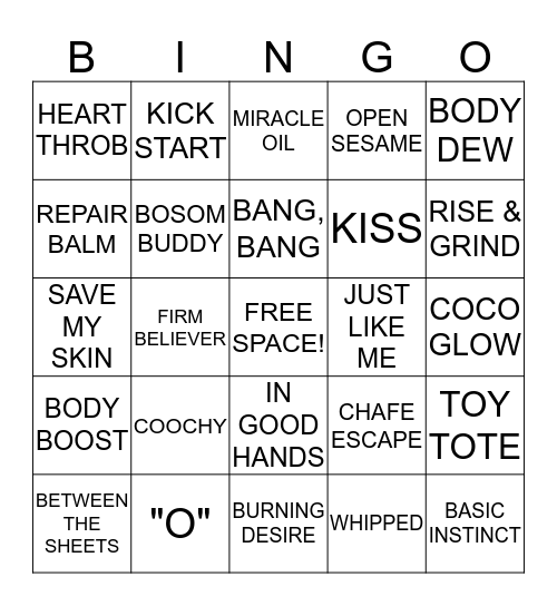 Pure Romance Bingo  Bingo Card