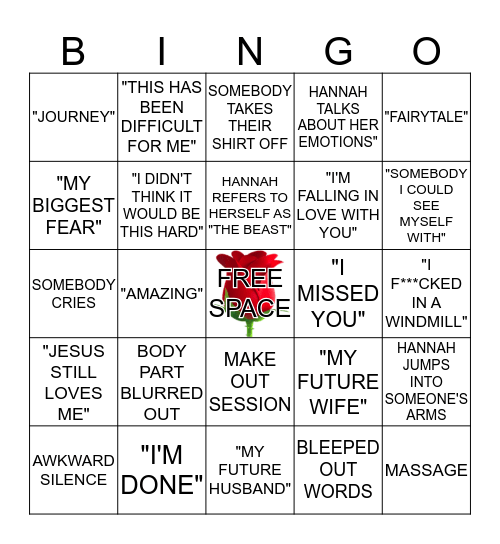 Bachelorette Bingo Card