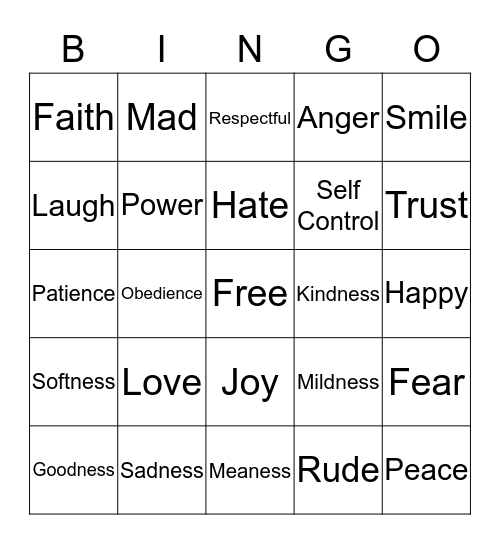 FRUITAGE OF THE SPIRIT Bingo Card