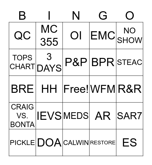 ISC Bingo Card