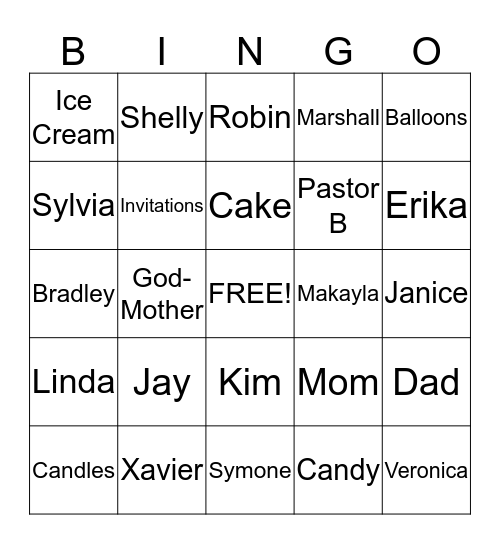 Sylvia's Bingo Card
