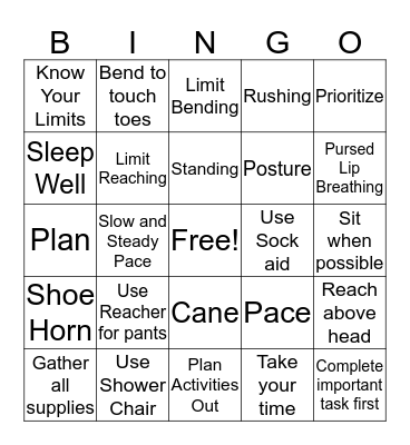 Energy Conservation Group Bingo Card