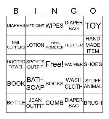 BABY SHOWER Bingo Card