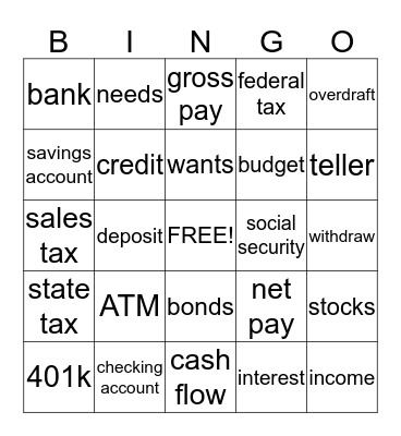 Money Bingo Card