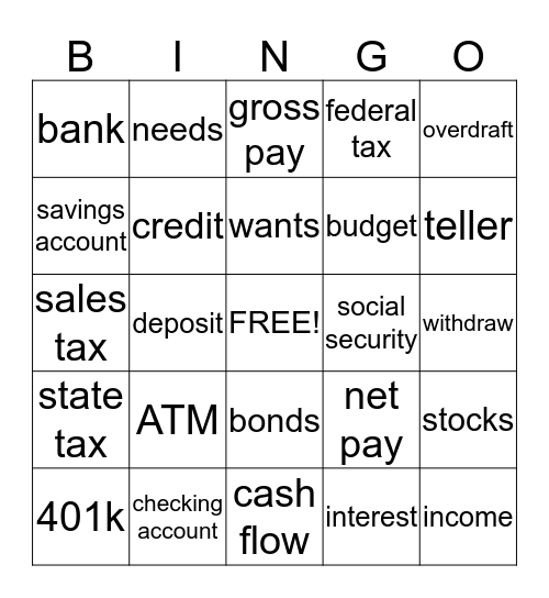 Money Bingo Card