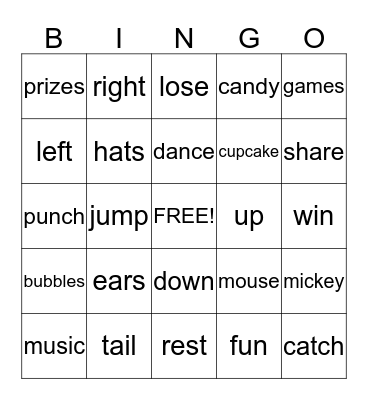 KID'S DAY /MICKEY PARTY Bingo Card