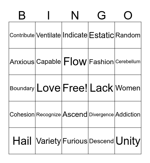 Girls Rule Bingo Card