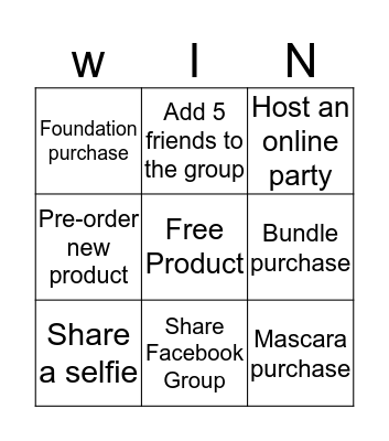Win free makeup Bingo Card