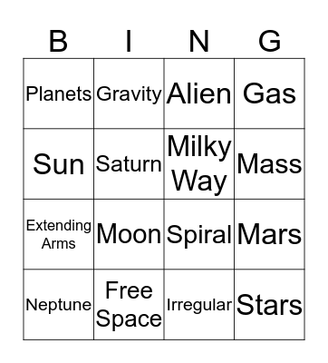 Galaxy Bingo Card