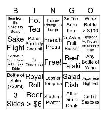 KAI Bingo Card