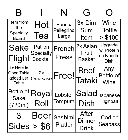 KAI Bingo Card
