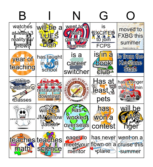 Getting To Know You BINGO Card