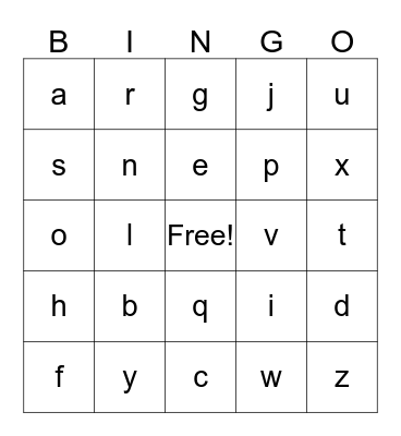Alphabet Bingo Card