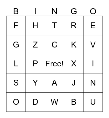 Alphabet Bingo Card