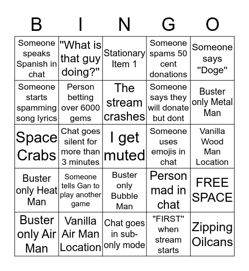 Twitch Stream Bingo Card