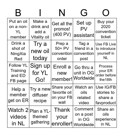 Convention Bingo Card