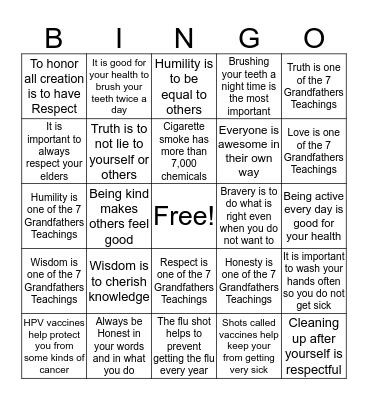 Camp Bingo Card