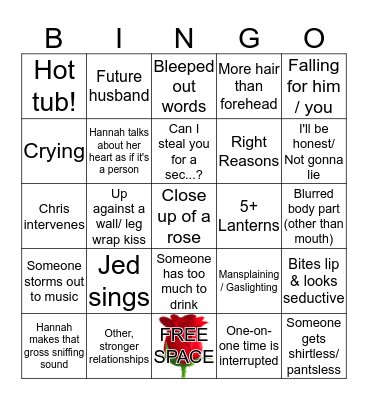 Bachelorette Bingo 07-16-19  Bingo Card