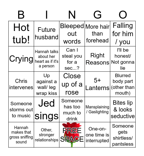 Bachelorette Bingo 07-16-19  Bingo Card