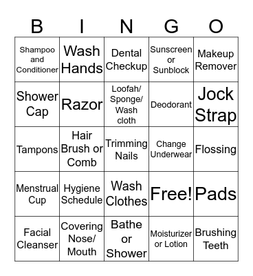 Hygiene BINGO! Bingo Card