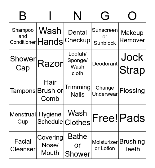 Hygiene BINGO! Bingo Card