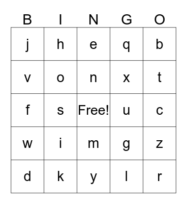 Alphabet Bingo Card