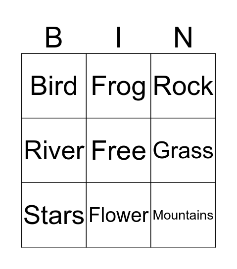 Nature Bingo Card