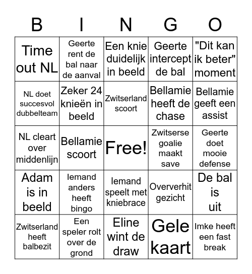 NL TEAM EN KOEKKOEKS KNIE  Bingo Card