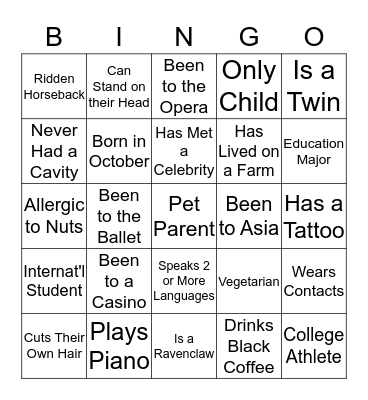Human Bingo Card
