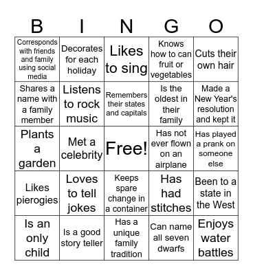 Greet Me Bingo Card