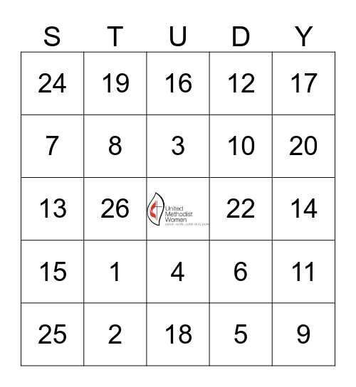 MS Conference United Methodist Women Bingo Card
