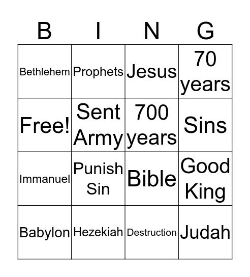 Prophets Bingo Card