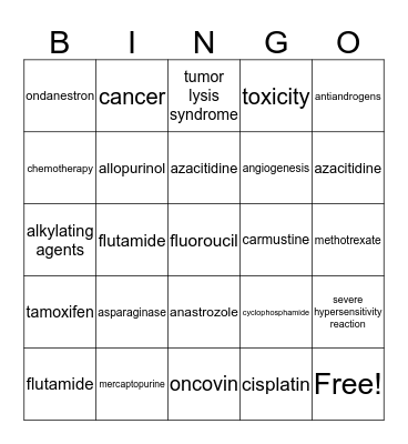 Chemo Bingo Card