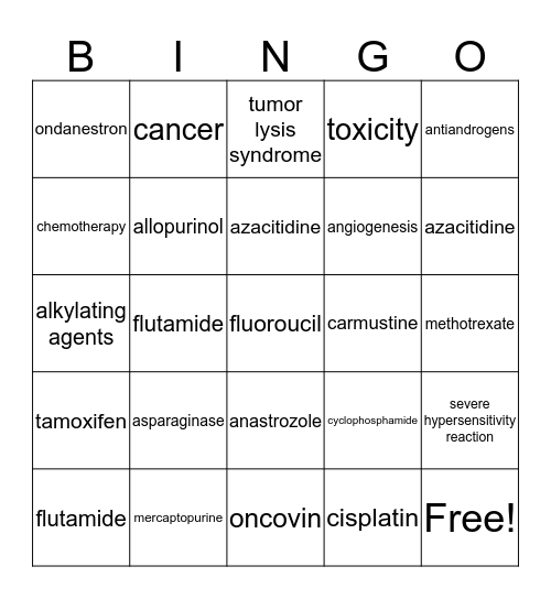 Chemo Bingo Card