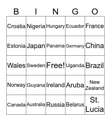 NCAC International Training Bingo Card