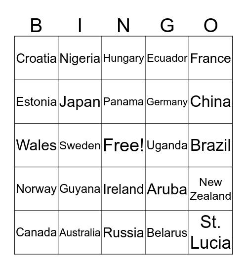 NCAC International Training Bingo Card