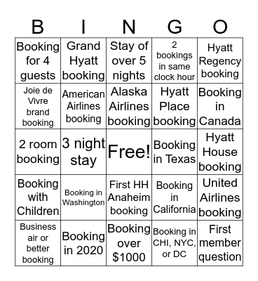 Dynamic Package Bingo!! Bingo Card