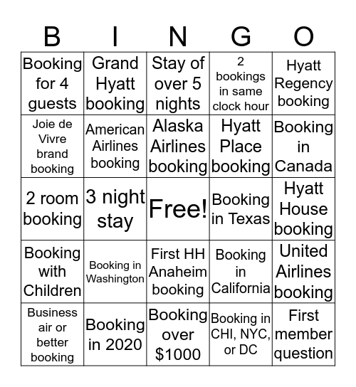 Dynamic Package Bingo!! Bingo Card