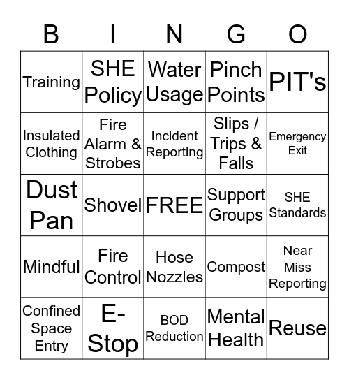 SHE BINGO Card
