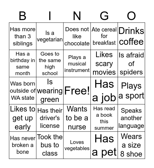 Find Someone Who.... Bingo Card