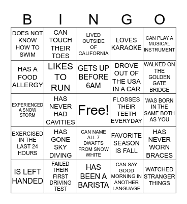 ICE BREAKER BINGO Card