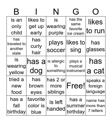 Find Someone Who... Bingo Card