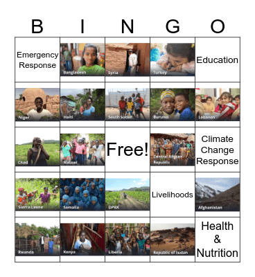 Concern Worldwide Bingo Card