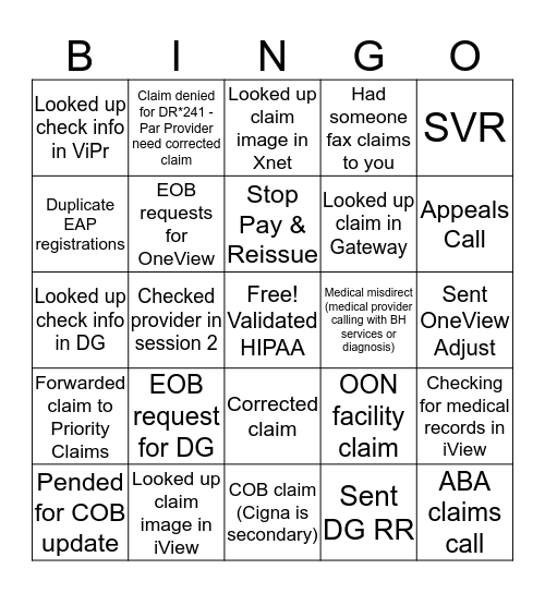 Untitled Bingo Card